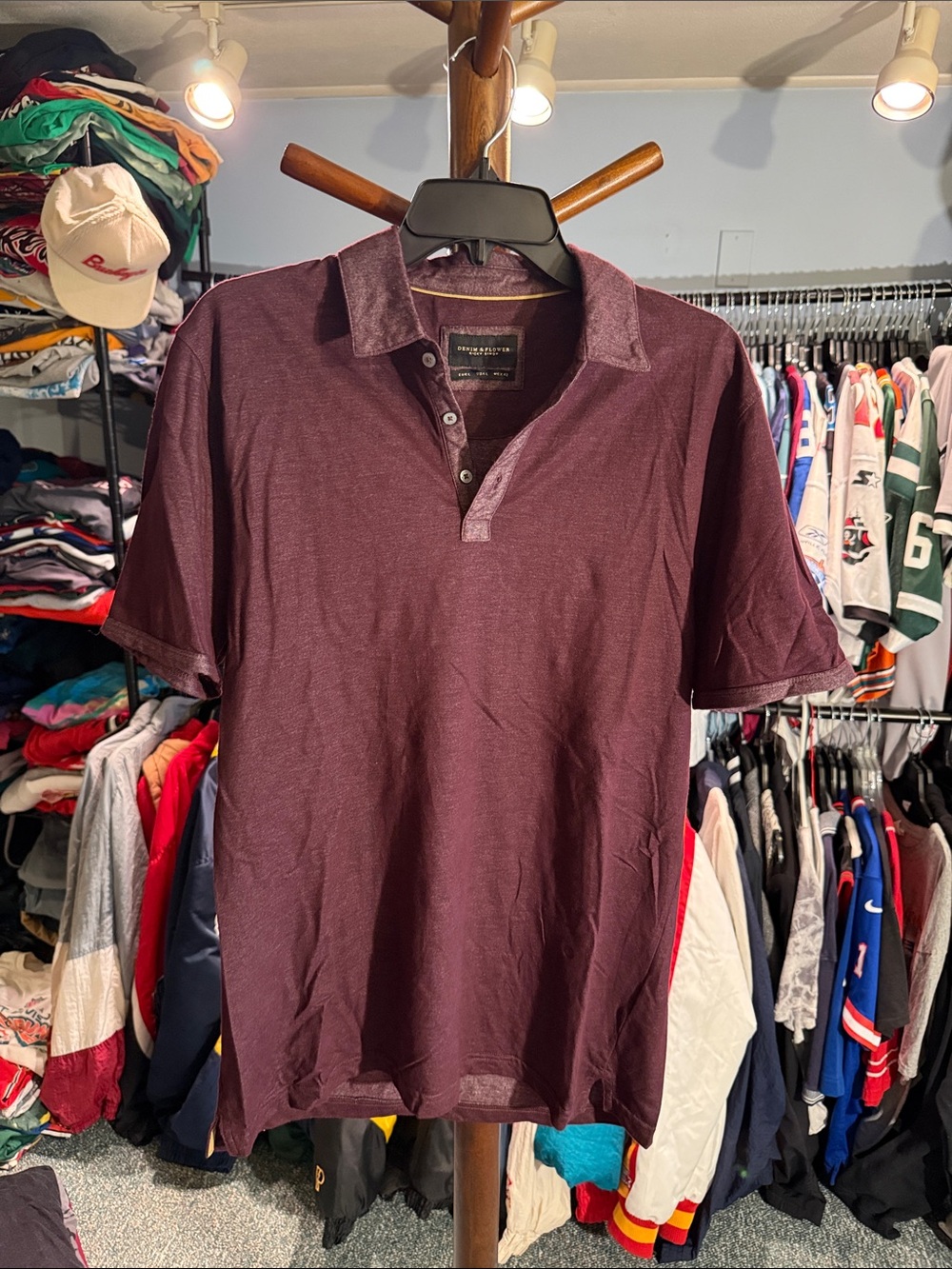 Denim & Flower Men's Short-Sleeve Polo - Burgundy